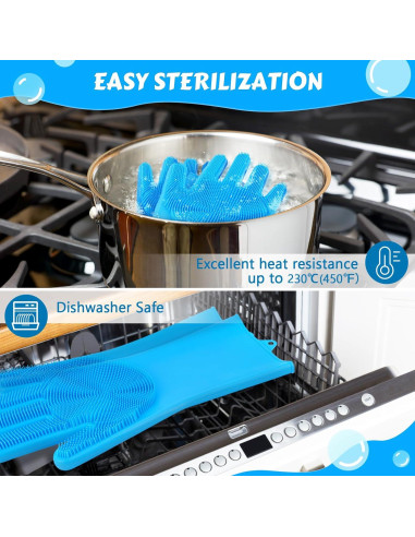 Guantes de Aseo para Mascotas Pecute - Silicona Azul 34x15cm