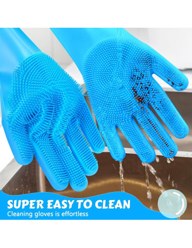Guantes de Aseo para Mascotas Pecute - Silicona Azul 34x15cm