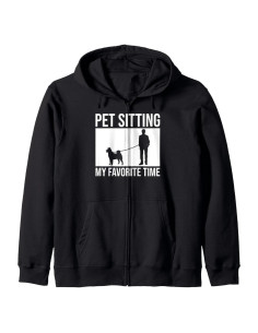 Sudadera con Capucha Unisex Negra Pet Sitting 241g