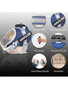 Arnés para Perros HUSDOW XL Ajustable y Reflectante Azul 2