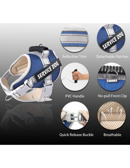 Arnés para Perros HUSDOW XL Ajustable y Reflectante Azul