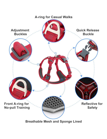 Arnés para Perros Plutus Pet Rojo L Ajustable Reflectante