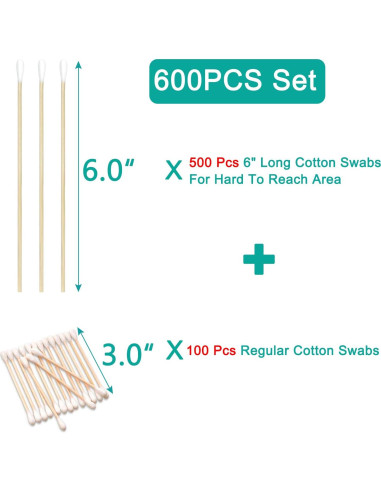 Bastoncillos de Algodón EYXFORMULA 500 Pcs 15,24 cm