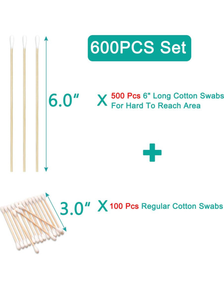 Bastoncillos de Algodón EYXFORMULA 500 Pcs 15,24 cm