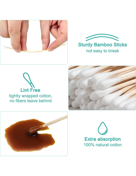 Bastoncillos de Algodón EYXFORMULA 500 Pcs 15,24 cm