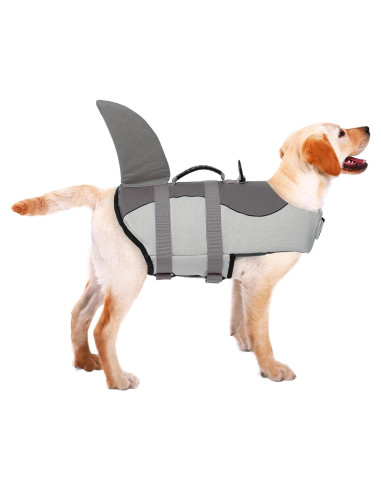 Chaleco de Vida para Perros ASENKU 2XL Gris Flotación