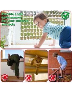 Red de Seguridad Infantil y Mascotas ATswzyzz 1x3m Blanca 2