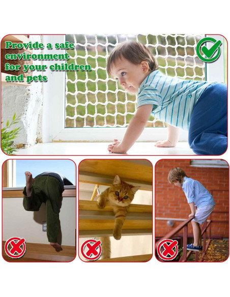 Red de Seguridad Infantil y Mascotas ATswzyzz 1x3m Blanca