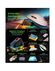 Ratón Gaming Inalámbrico IFYOO G63 4K 26K DPI RGB 58g 2