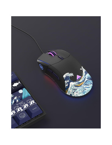 Ratón Gaming USB COSTOM G705 RGB 12000DPI Negro