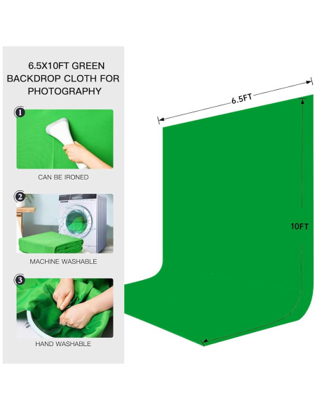 Fondo de Pantalla Verde 6.5x3m con Soporte Ajustable BEIYANG