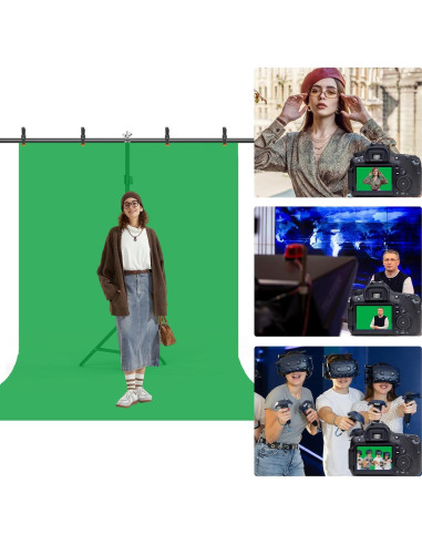 Fondo de Pantalla Verde 6.5x3m con Soporte Ajustable BEIYANG