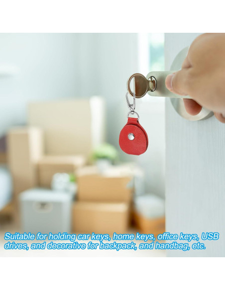 Fob de Llave de Cuero PATIKIL Rojo 56x43mm 2 Piezas