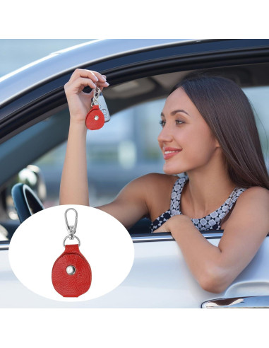 Fob de Llave de Cuero PATIKIL Rojo 56x43mm 2 Piezas