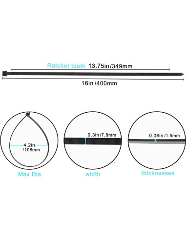 Bridas Pesadas KOOWIN 40,64 cm 120 kg 100 Piezas Negras