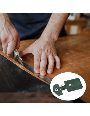 Fob de Llave de Cuero PATIKIL Verde Oscuro 70x45mm