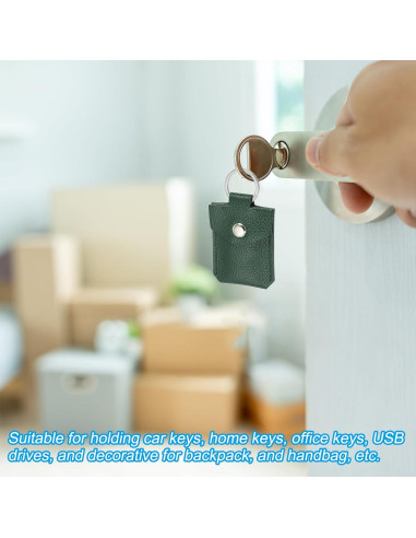 Fob de Llave de Cuero PATIKIL Verde Oscuro 70x45mm