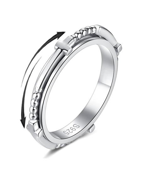 Anillo de Ansiedad Plata Esterlina SOLOLIKE Cruz 6