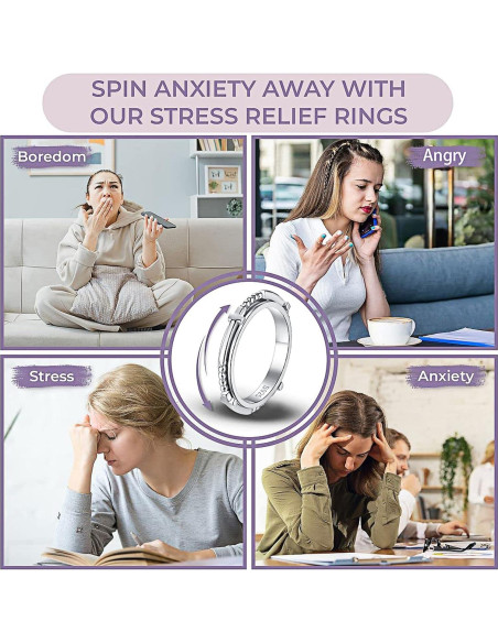 Anillo de Ansiedad Plata Esterlina SOLOLIKE Cruz 6