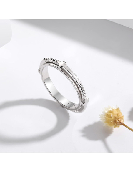 Anillo de Ansiedad Plata Esterlina SOLOLIKE Cruz 6