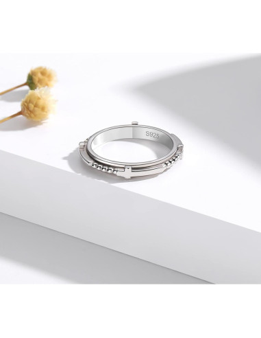 Anillo de Ansiedad Plata Esterlina SOLOLIKE Cruz 6