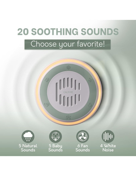 Máquina de Ruido Blanco Calm Me Redonda 20 Sonidos Luz Nocturna