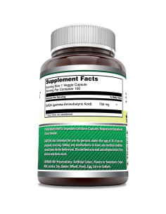 Suplemento GABA Fórmulas Asombrosas 750 Mg 100 Cápsulas 2