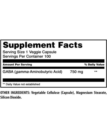 Suplemento GABA Fórmulas Asombrosas 750 Mg 100 Cápsulas