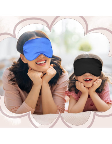 BBTO 4 Máscaras de Sueño de Seda Ajustables 20x10 cm