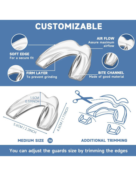 Paquete de 6 Protectores Bucales Mictaning Medianos para Bruxismo