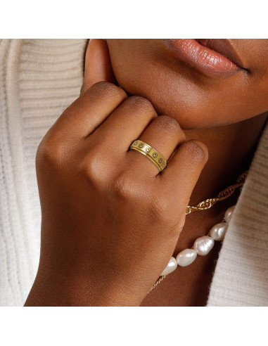 Anillo Fidget Spinner LAOYOU 6mm Acero Inoxidable Dorado