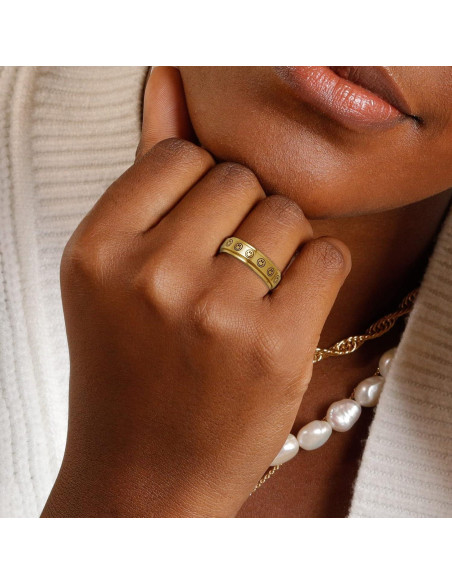 Anillo Fidget Spinner LAOYOU 6mm Acero Inoxidable Dorado