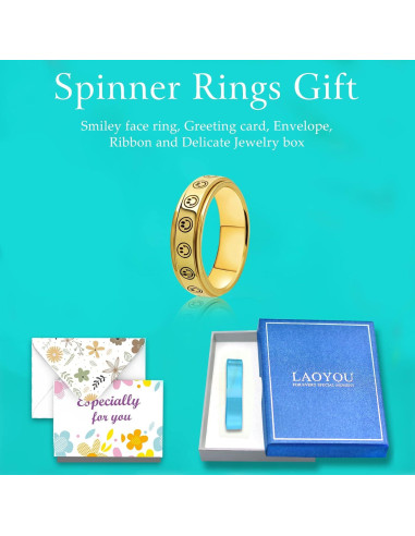 Anillo Fidget Spinner LAOYOU 6mm Acero Inoxidable Dorado