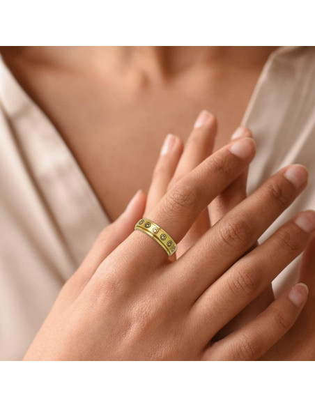 Anillo Fidget Spinner LAOYOU 6mm Acero Inoxidable Dorado