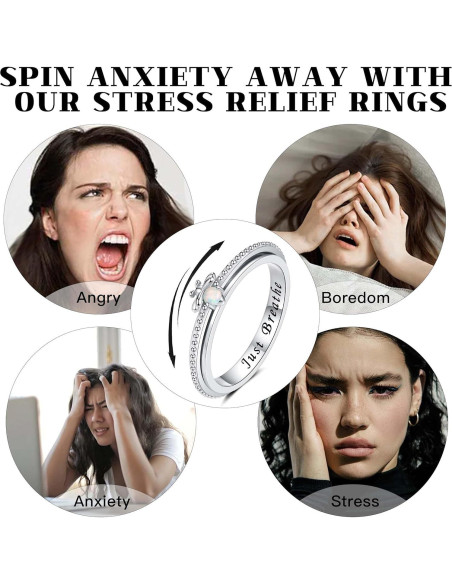 Anillo de Alivio de Ansiedad Nisgoin Plata 925 Just Breathe