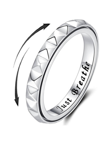 Anillo de Ansiedad Geométrico Plata Esterlina 3mm Tamaño 7