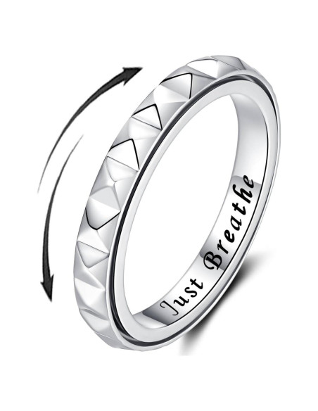 Anillo de Ansiedad Geométrico Plata Esterlina 3mm Tamaño 7