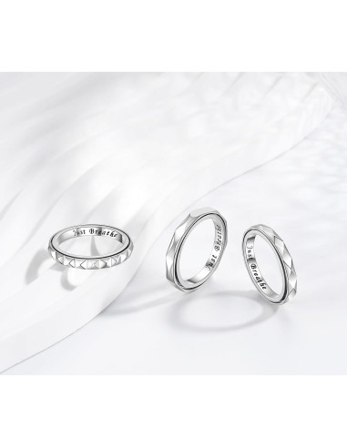 Anillo de Ansiedad Geométrico Plata Esterlina 3mm Tamaño 7