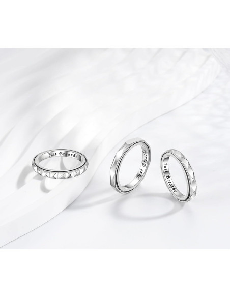 Anillo de Ansiedad Geométrico Plata Esterlina 3mm Tamaño 7