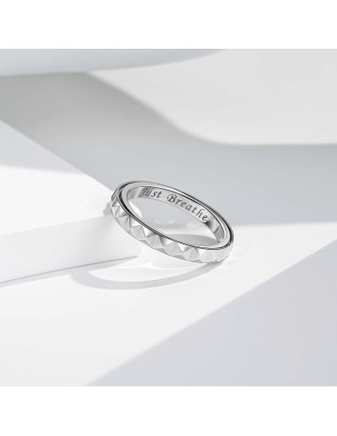 Anillo de Ansiedad Geométrico Plata Esterlina 3mm Tamaño 7