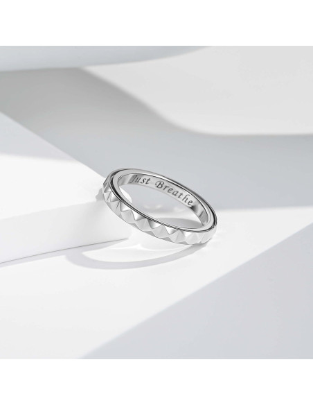 Anillo de Ansiedad Geométrico Plata Esterlina 3mm Tamaño 7