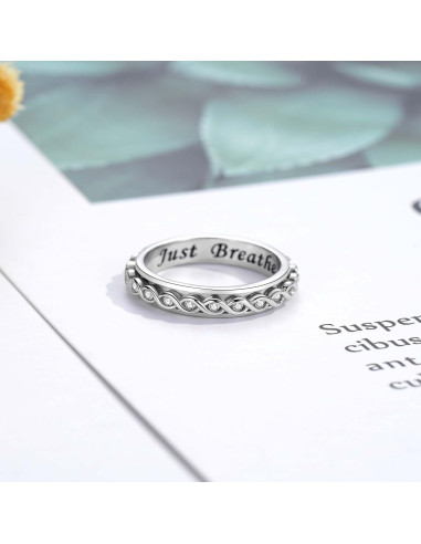 Anillo Fidget Spinner ReBest Plata Esterlina 925 para Ansiedad