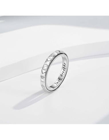 Anillo de Ansiedad Geométrico Plata Esterlina 3mm Tamaño 7