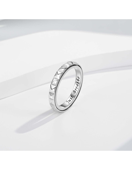 Anillo de Ansiedad Geométrico Plata Esterlina 3mm Tamaño 7