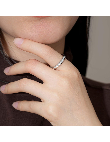 Anillo de Ansiedad Geométrico Plata Esterlina 3mm Tamaño 7