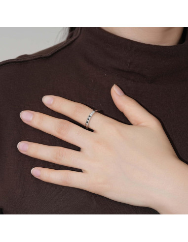 Anillo de Ansiedad Geométrico Plata Esterlina 3mm Tamaño 7