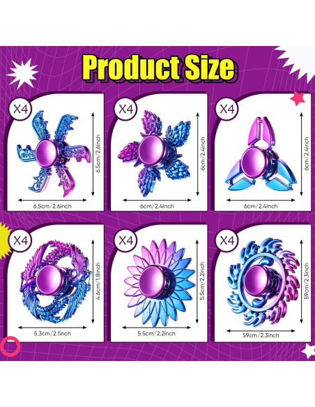 Paquete de 24 Spinners Antiestrés Woanger - Plástico ABS