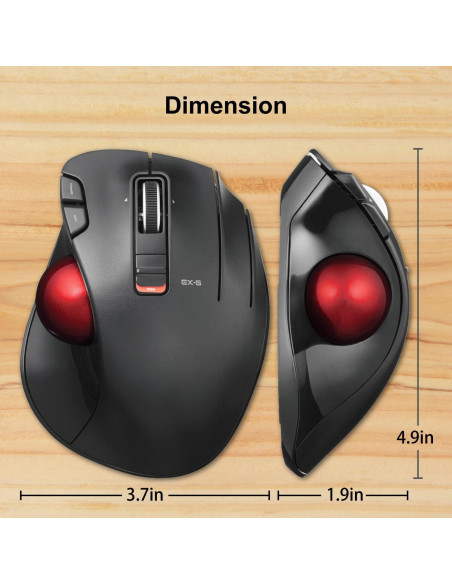 Ratón Trackball Inalámbrico ELECOM EX-G, Ergonómico, 6 Botones