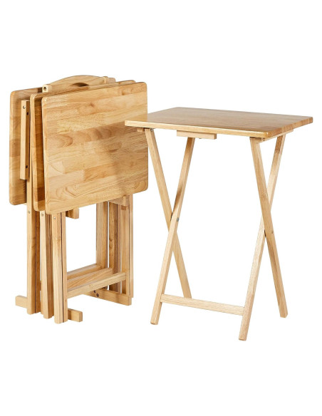 Mesa de bandeja plegable Amazon Basics 4 Pack Natural 66 cm