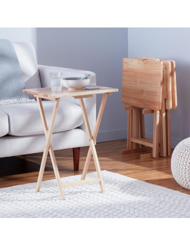 Mesa de bandeja plegable Amazon Basics 4 Pack Natural 66 cm